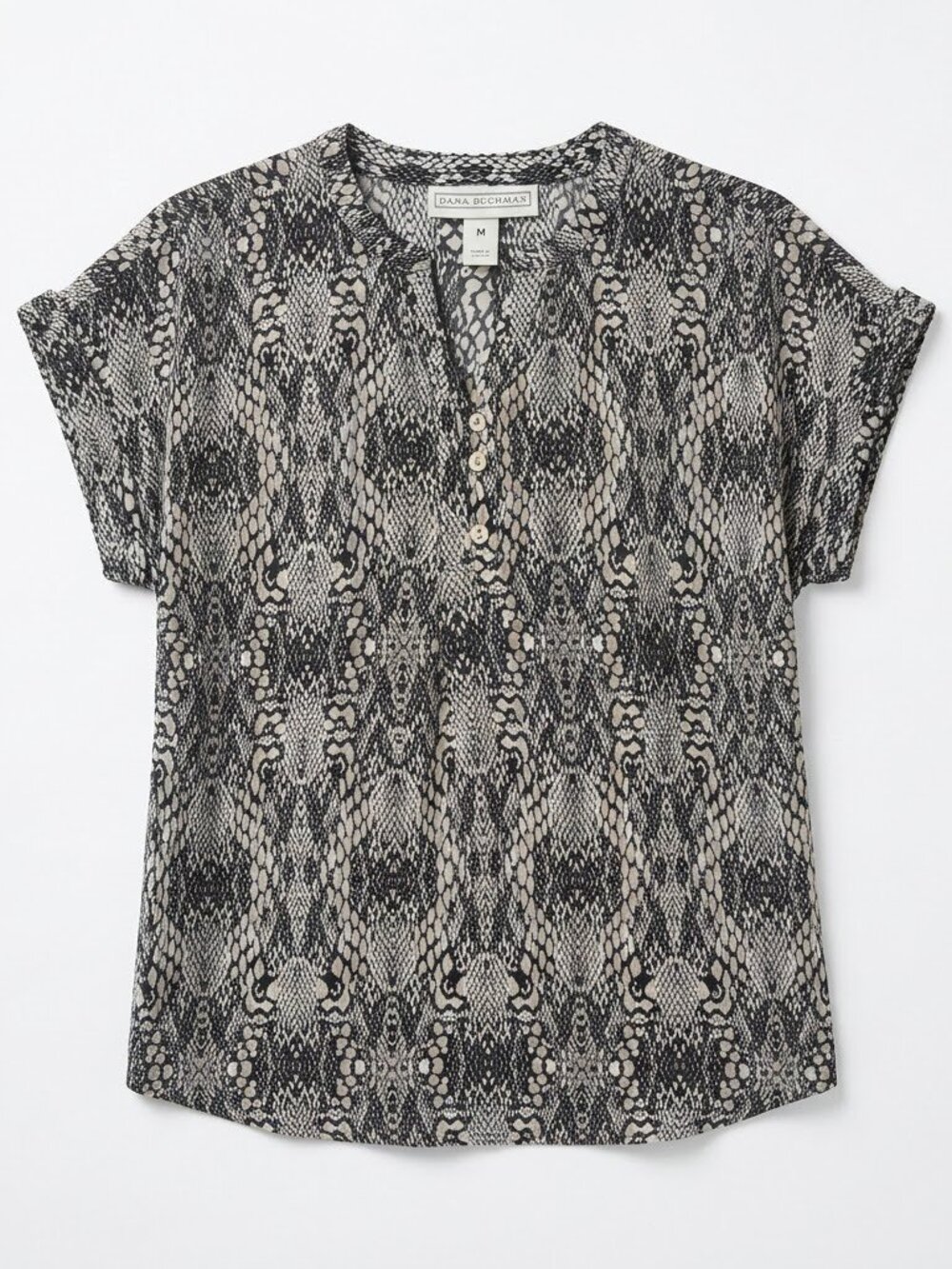 Dana Buchman Snakeskin Print Top Blouse M Animal Print Mob Wife Chic Indie Boho